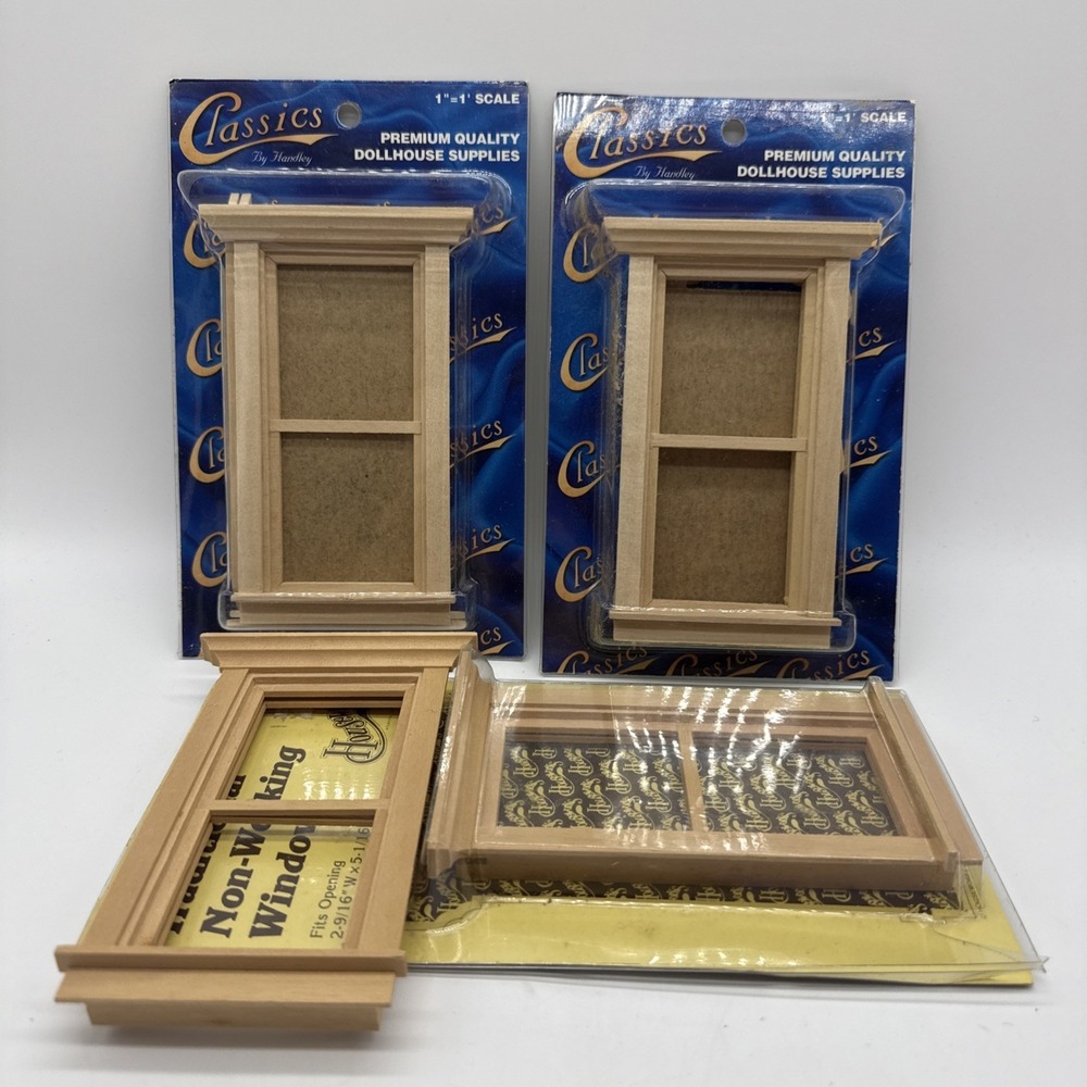 Classics by Handley 1:12 Scale Dollhouse Miniature Wood Windows Lot of 4